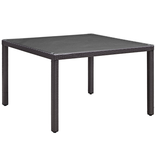 Berkeley 47" Espresso Square Outdoor Patio Glass Top Dining Table - living-essentials
