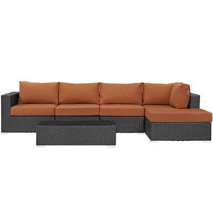 Mont Royal 6 Piece Outdoor Patio Sunbrella Sectional Set - living-essentials