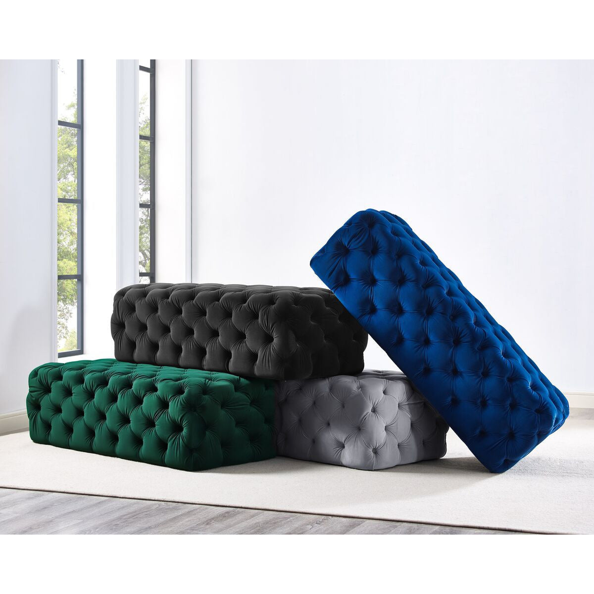 Kayla Velvet Ottoman - living-essentials