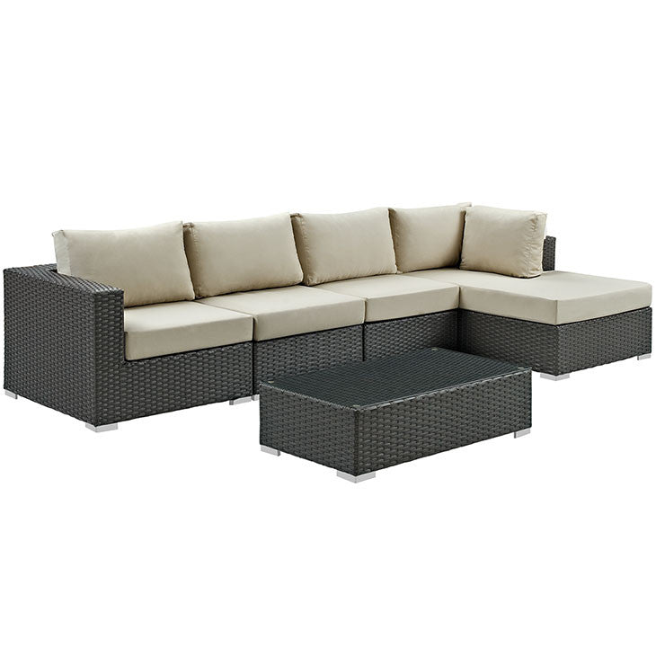 Mont Royal 6 Piece Outdoor Patio Sunbrella Sectional Set - living-essentials