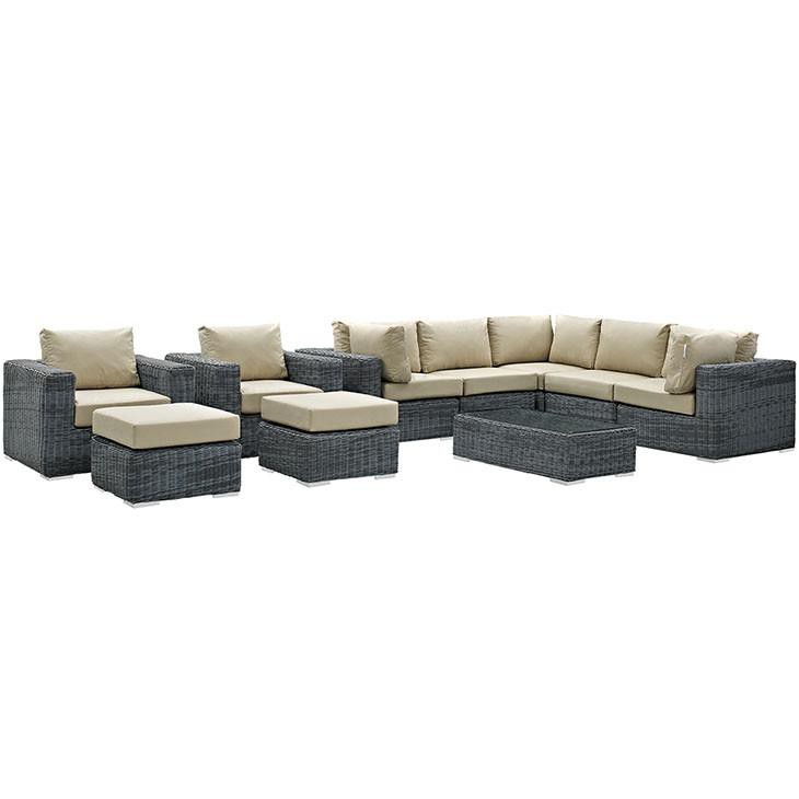 Santa Maria 10 Piece Outdoor Patio Sunbrella Sectional Set - living-essentials