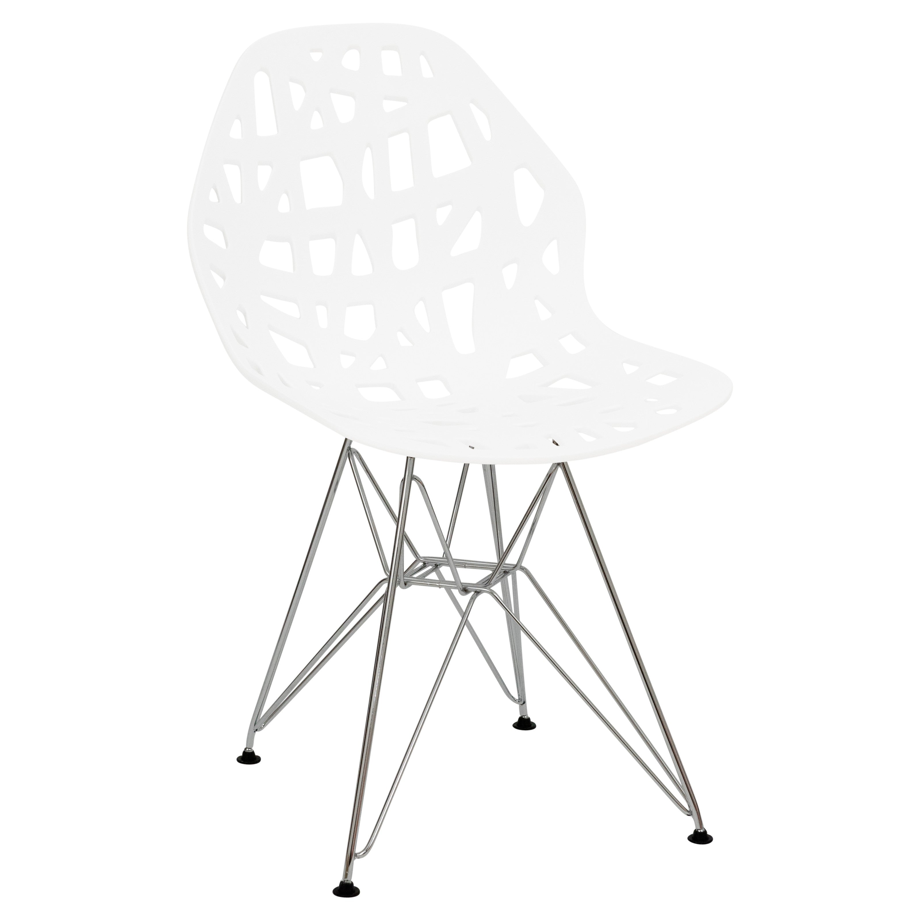 Akira White Dining Chair with Chrome Legs - living-essentials