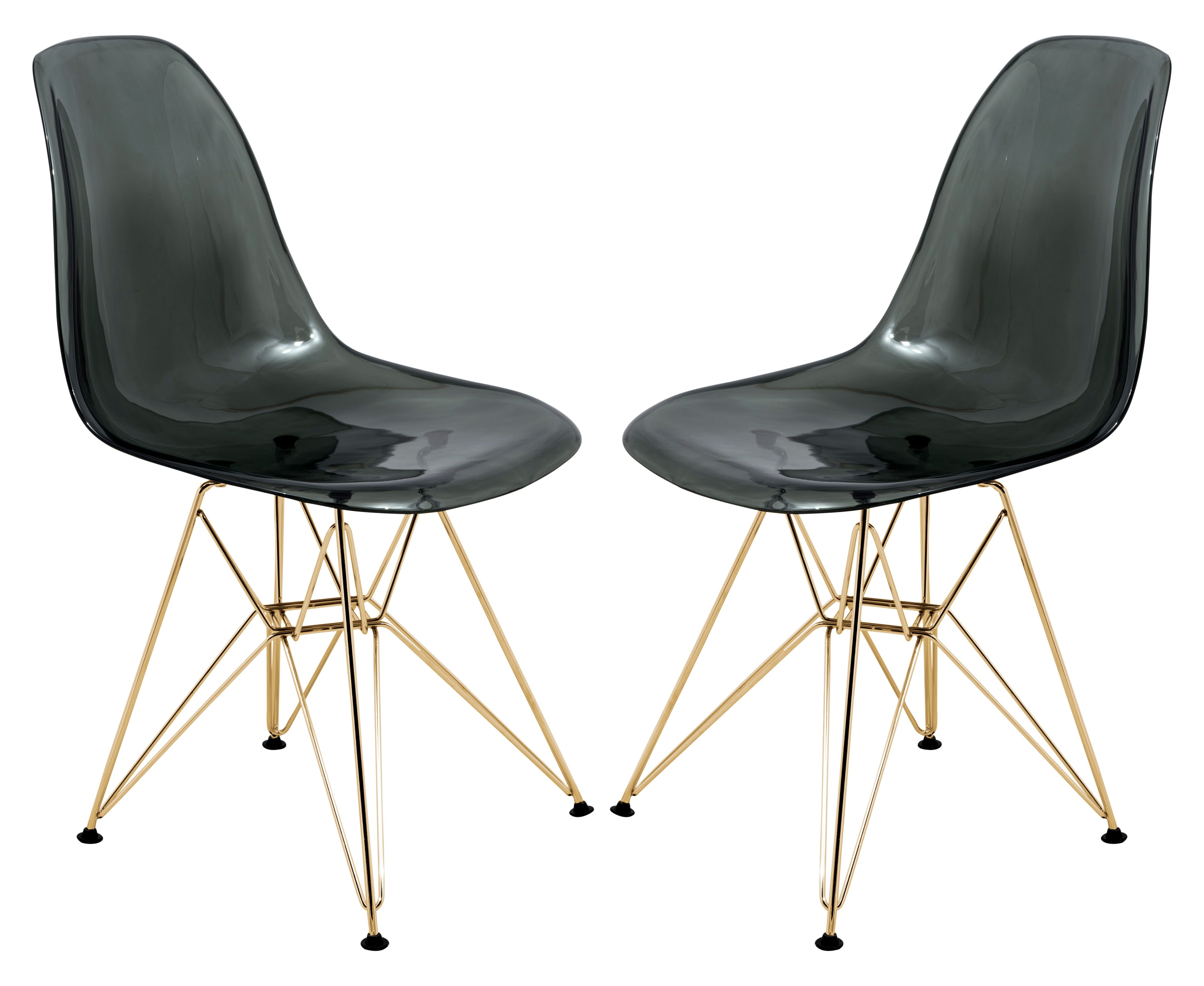 Cresco Molded Eiffel Side Chair with Gold Base, Set of 2