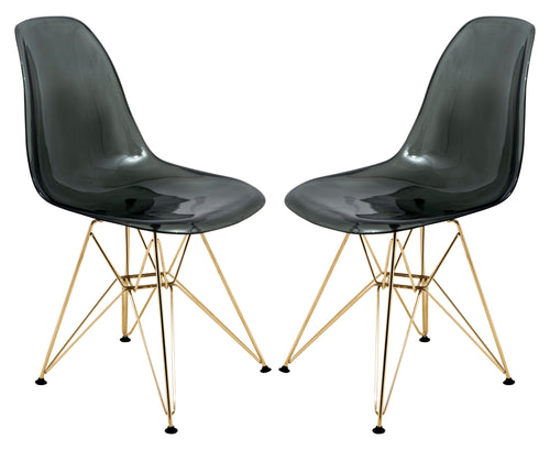 Cresco Molded Eiffel Side Chair with Gold Base, Set of 2