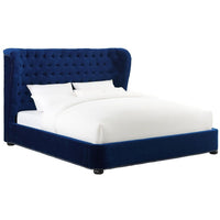 Philly Queen Navy Blue Velvet Bed Frame - living-essentials