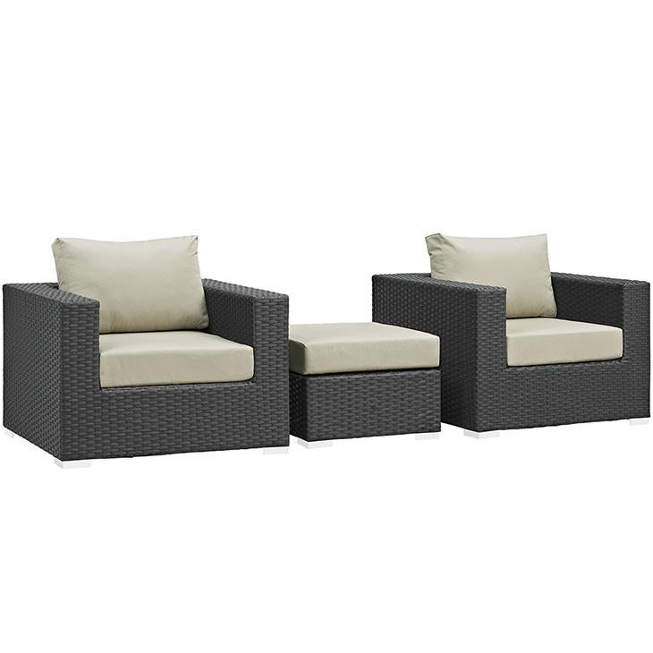 Mont Royal 3 Piece Outdoor Patio Sunbrella Sectional Set - living-essentials