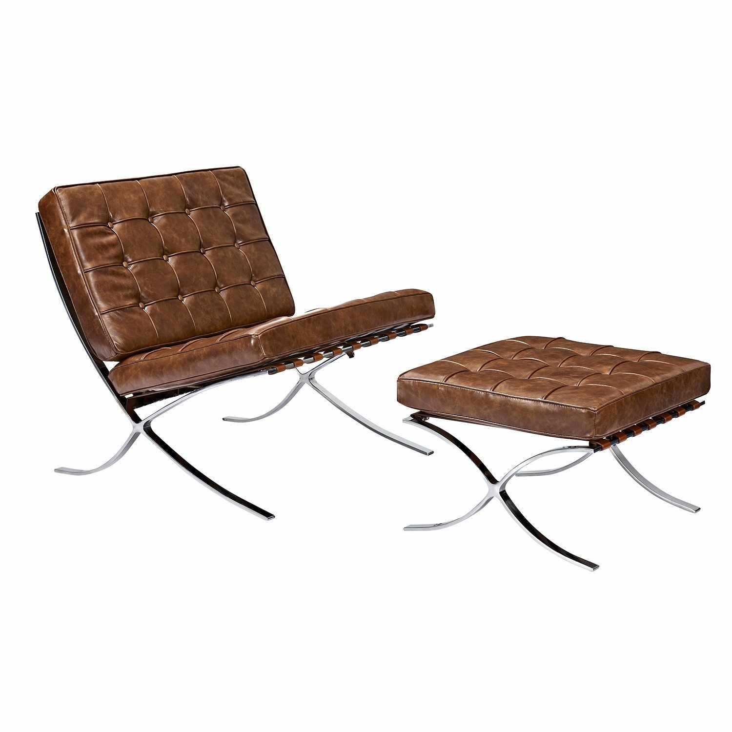 Barcelona Style Chair & Ottoman - living-essentials