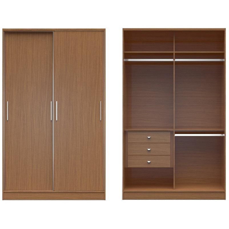 Chelsea 1.0 - 54.33 inch Wide Double Basic Wardrobe with 3 Drawers and 2 Sliding Doors - living-essentials