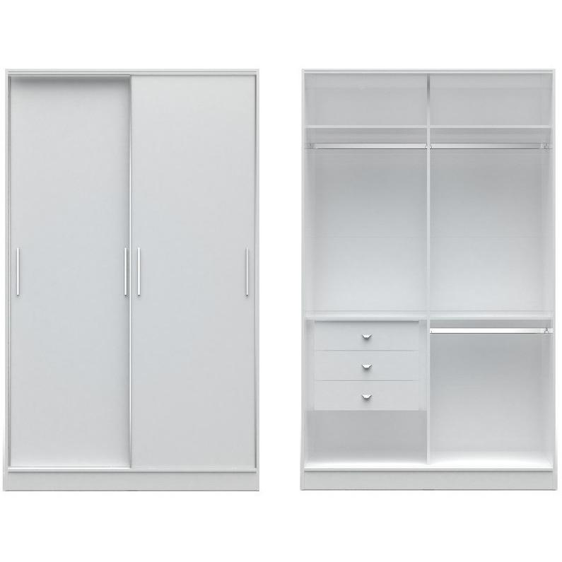 Chelsea 1.0 - 54.33 inch Wide Double Basic Wardrobe with 3 Drawers and 2 Sliding Doors - living-essentials