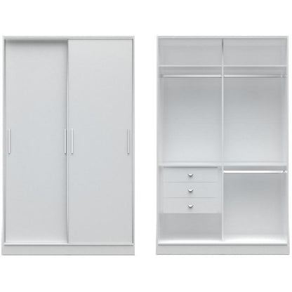 Chelsea 1.0 - 54.33 inch Wide Double Basic Wardrobe with 3 Drawers and 2 Sliding Doors - living-essentials
