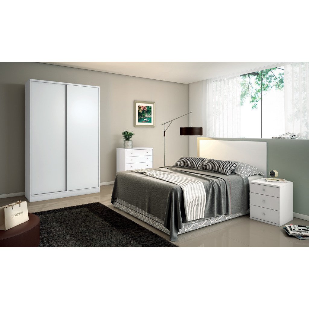 Chelsea 1.0 - 54.33 inch Wide Double Basic Wardrobe with 3 Drawers and 2 Sliding Doors - living-essentials