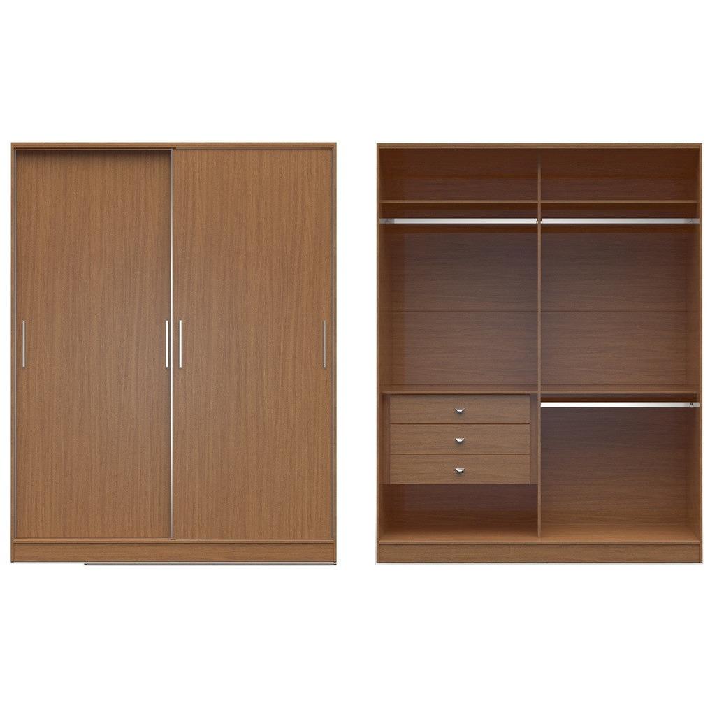 Chelsea 2.0 - 70.07 inch Wide Double Basic Wardrobe with 3 Drawers and 2 Sliding Doors - living-essentials