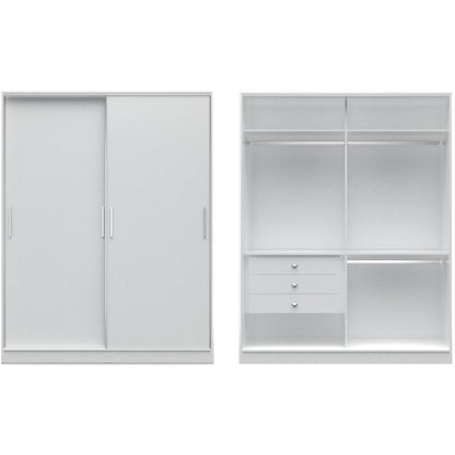 Chelsea 2.0 - 70.07 inch Wide Double Basic Wardrobe with 3 Drawers and 2 Sliding Doors - living-essentials