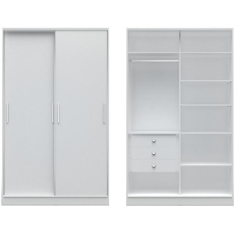 Chelsea 1.0 - 54.33 inch Wide Wardrobe with 3 Drawers and 2 Sliding Doors - living-essentials