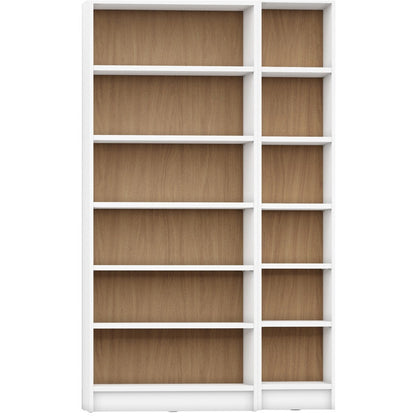 Greenwich 2 Piece Bookcase 12 Wide and Narrow Shelves - living-essentials