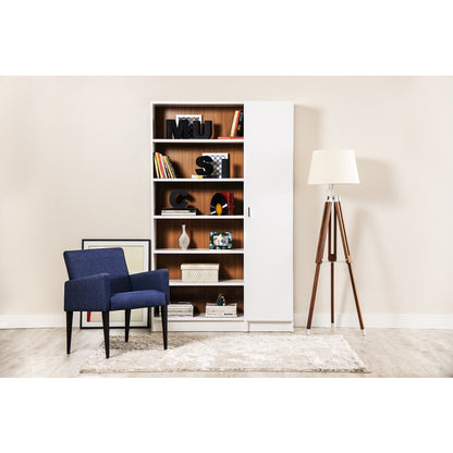 Greenwich 2 Piece Bookcase 12 Wide and Narrow Shelves with 1 Narrow Door - living-essentials
