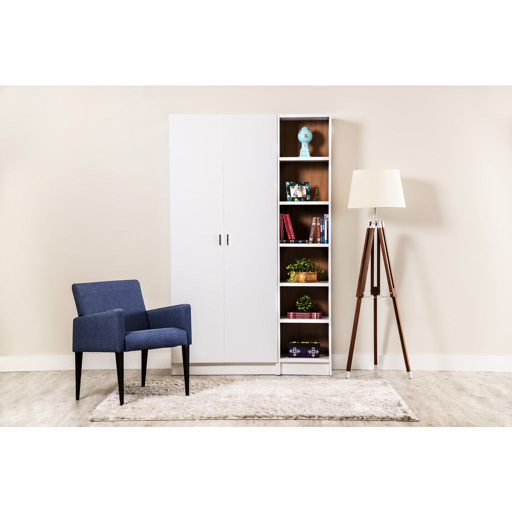 Greenwich 2 Piece Bookcase 12 Wide and Narrow Shelves with 2 Wide Doors - living-essentials