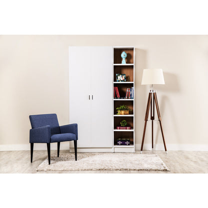Greenwich 2 Piece Bookcase 12 Wide and Narrow Shelves with 2 Wide Doors - living-essentials