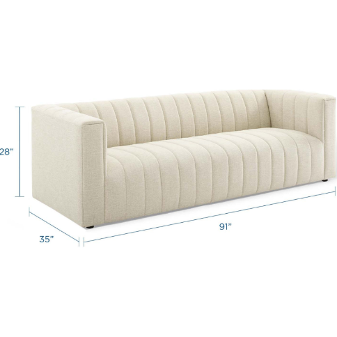 Regal Channel Tufted Upholstered Fabric Sofa - living-essentials