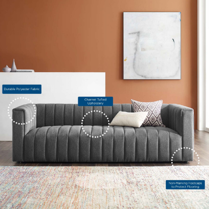 Regal Channel Tufted Upholstered Fabric Sofa - living-essentials