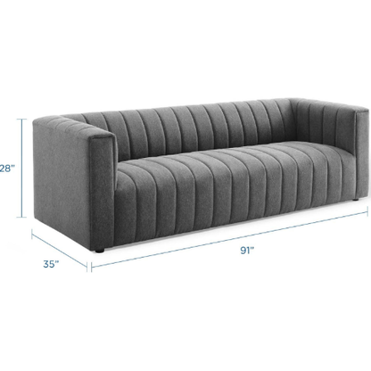Regal Channel Tufted Upholstered Fabric Sofa - living-essentials