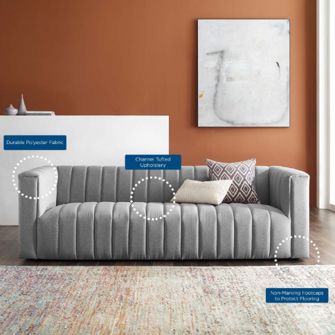 Regal Channel Tufted Upholstered Fabric Sofa - living-essentials