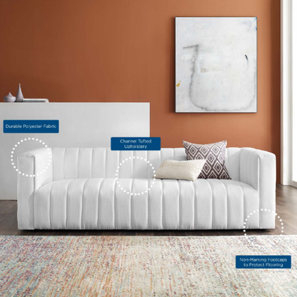 Regal Channel Tufted Upholstered Fabric Sofa - living-essentials
