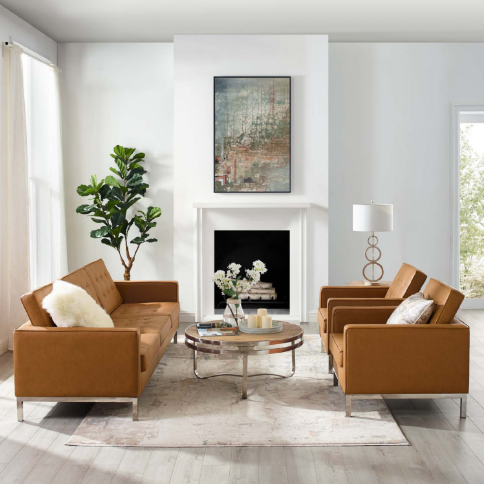 Liberty 3 Piece Tufted Upholstered Faux Leather Set - living-essentials