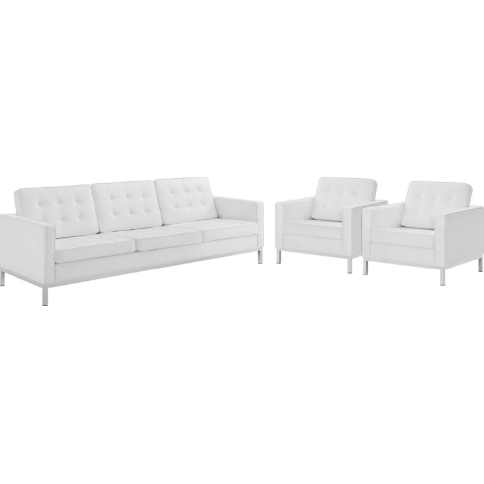 Liberty 3 Piece Tufted Upholstered Faux Leather Set - living-essentials