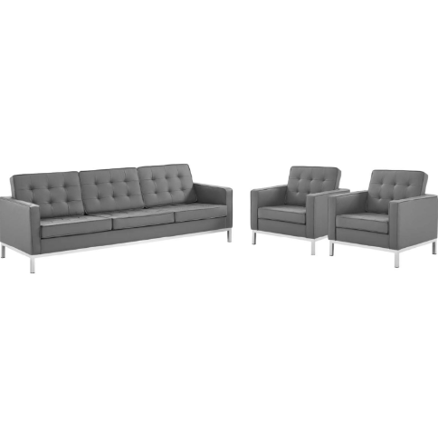Liberty 3 Piece Tufted Upholstered Faux Leather Set - living-essentials
