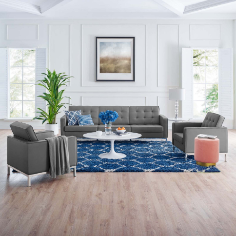 Liberty 3 Piece Tufted Upholstered Faux Leather Set - living-essentials