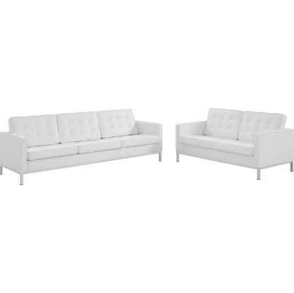 Leisure Tufted Upholstered Faux Leather Sofa and Loveseat Set - living-essentials
