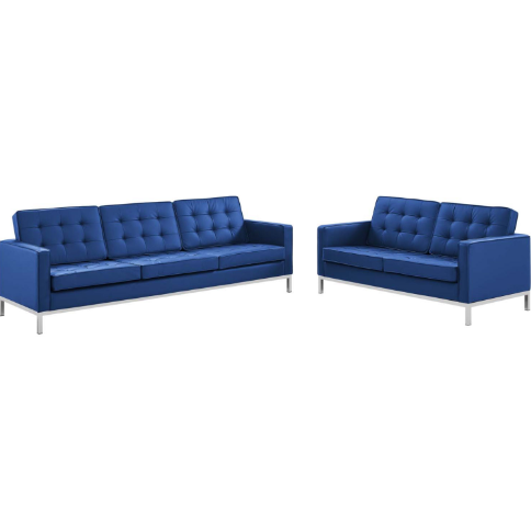 Leisure Tufted Upholstered Faux Leather Sofa and Loveseat Set - living-essentials