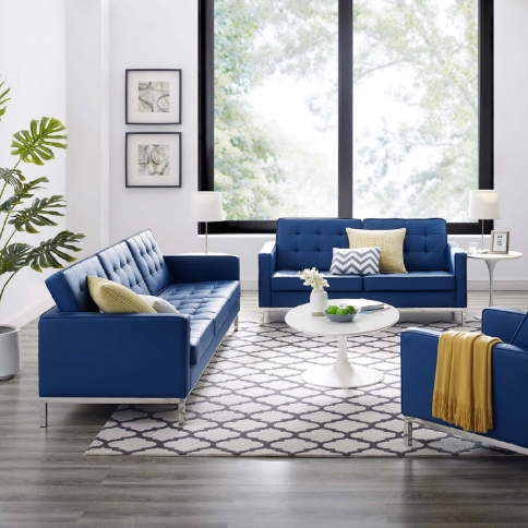 Leisure Tufted Upholstered Faux Leather Sofa and Loveseat Set - living-essentials
