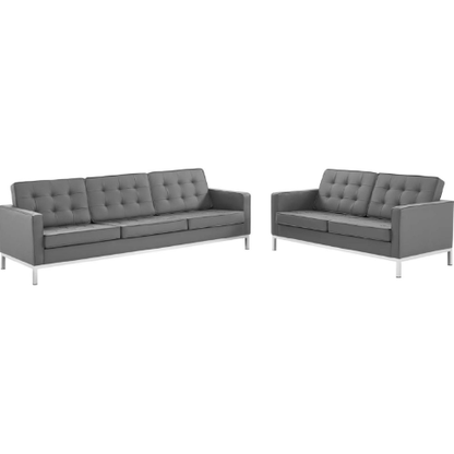 Leisure Tufted Upholstered Faux Leather Sofa and Loveseat Set - living-essentials