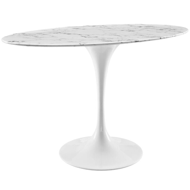 Tulip Style 48" Oval-Shaped Marble Dining Table - living-essentials