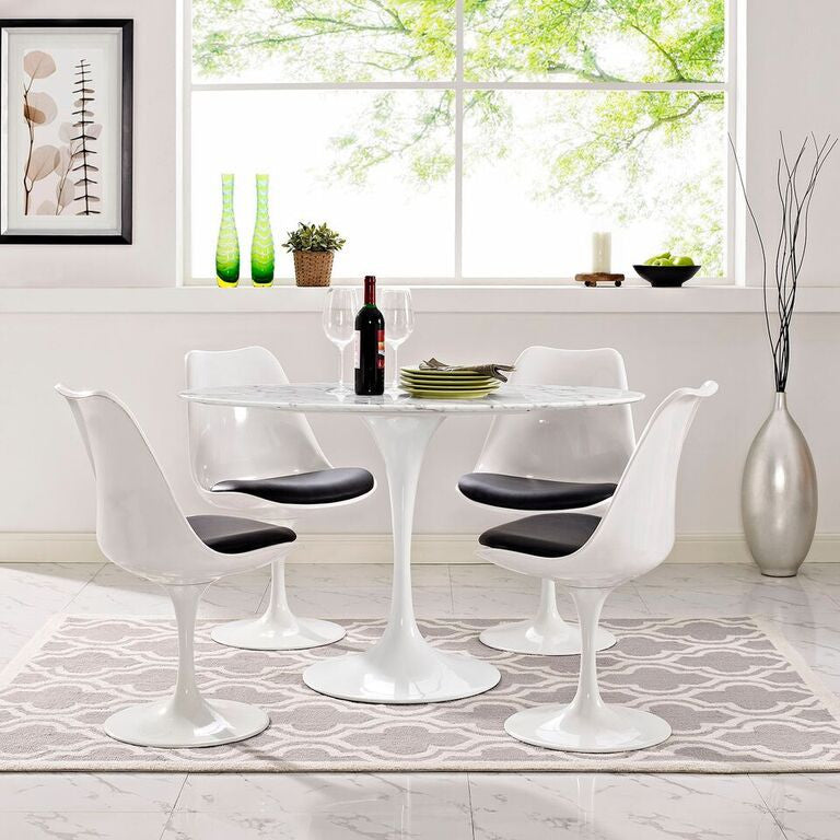 Tulip Style 48" Oval-Shaped Marble Dining Table - living-essentials