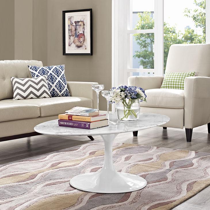 Tulip Style 48" Oval Marble Coffee Table - living-essentials