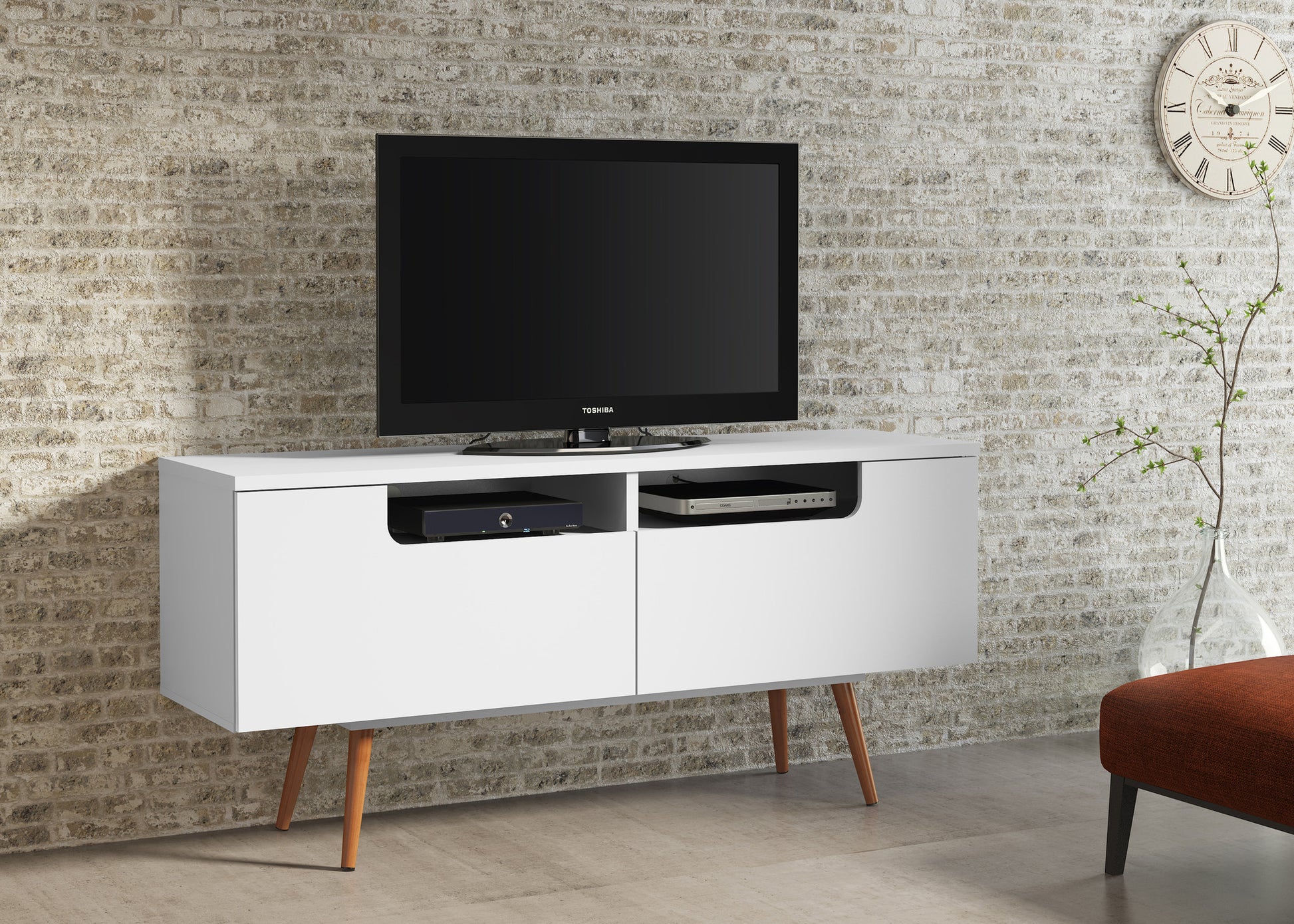 Jordan White Satin TV Stand - living-essentials