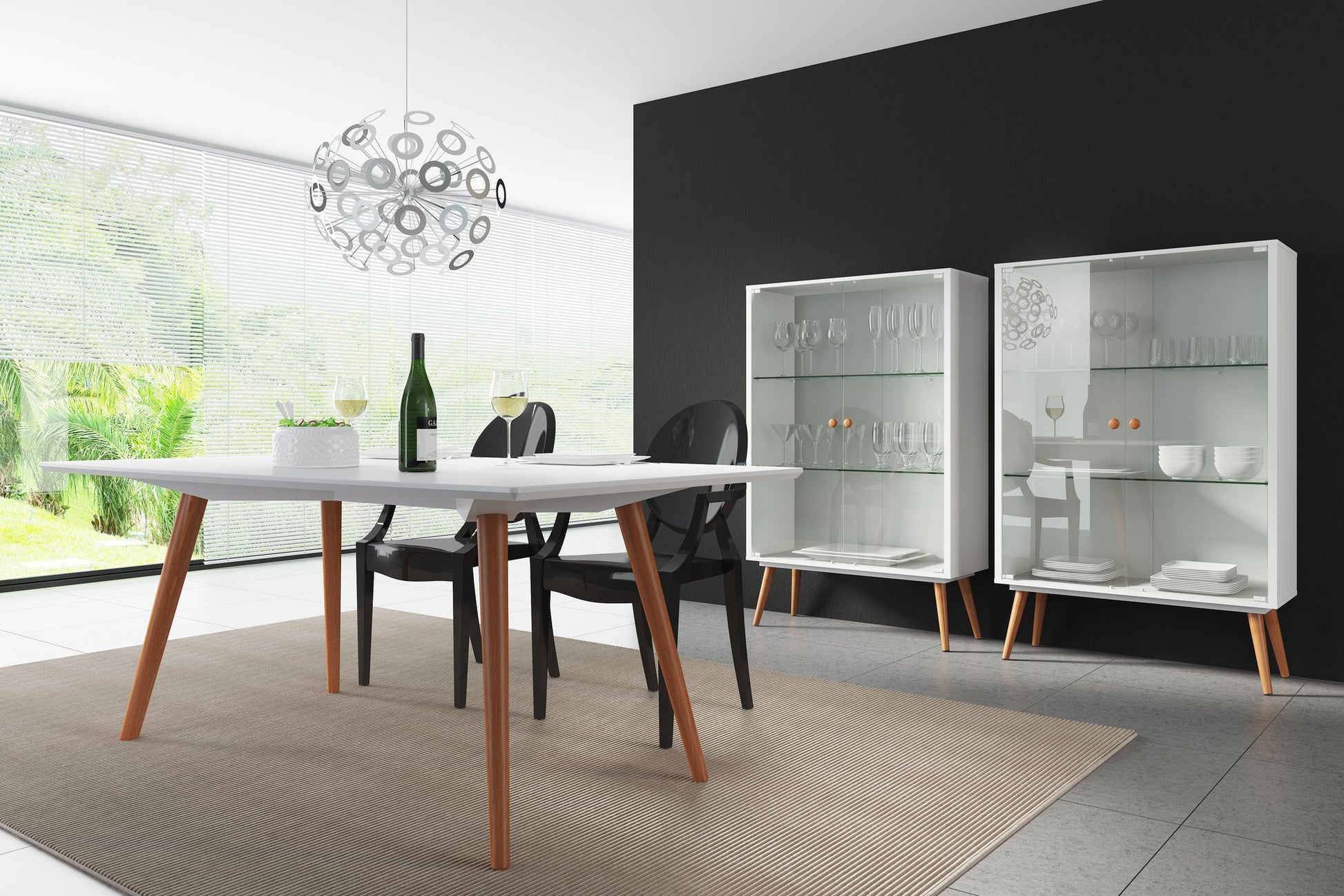 Sharon White Satin Cabinet with glass doors - living-essentials
