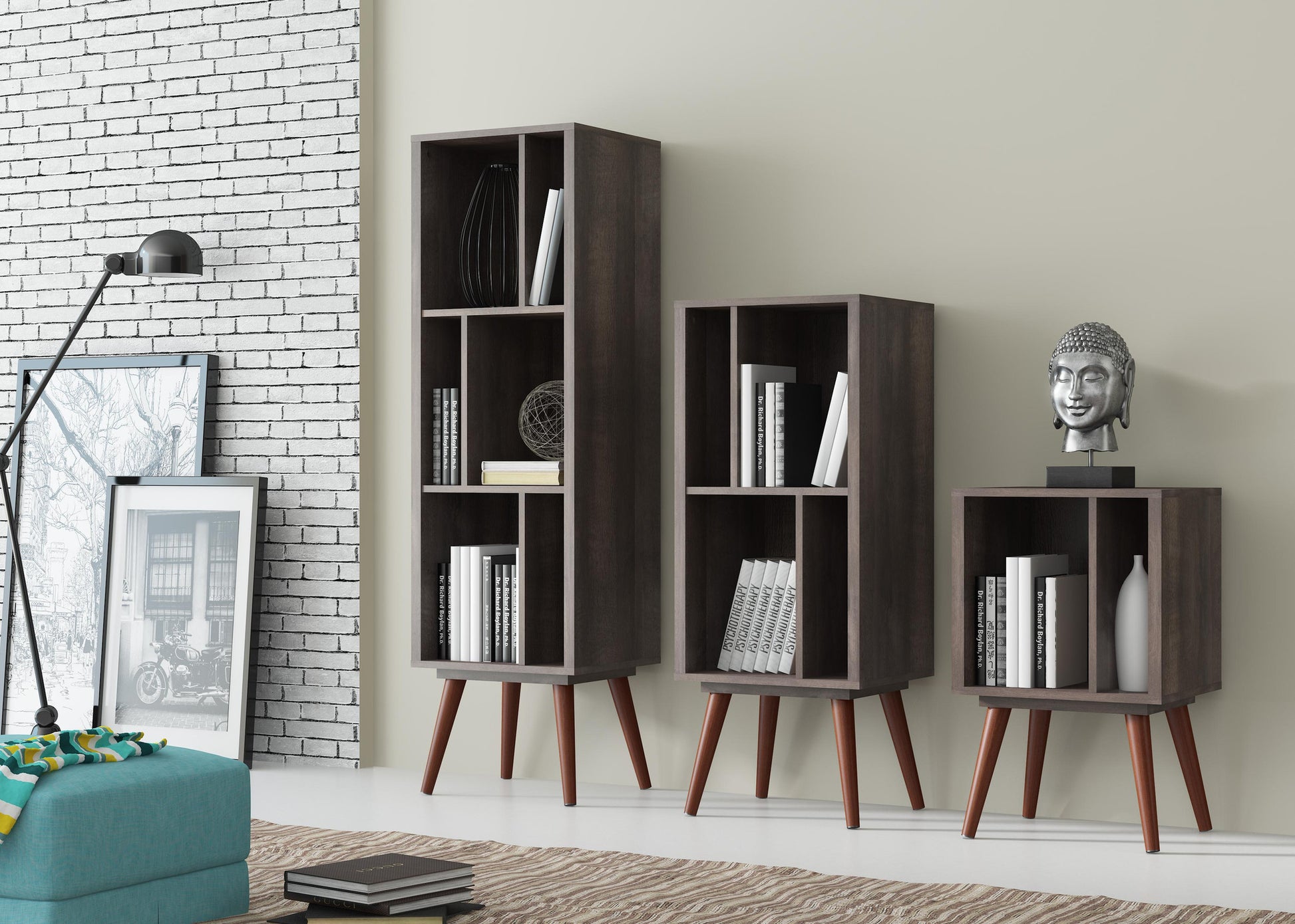 Chubby Small White Satin Bookcase - living-essentials