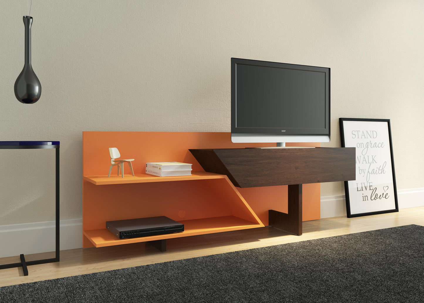 Philadelphia Espresso/Orange TV Cabinet - living-essentials