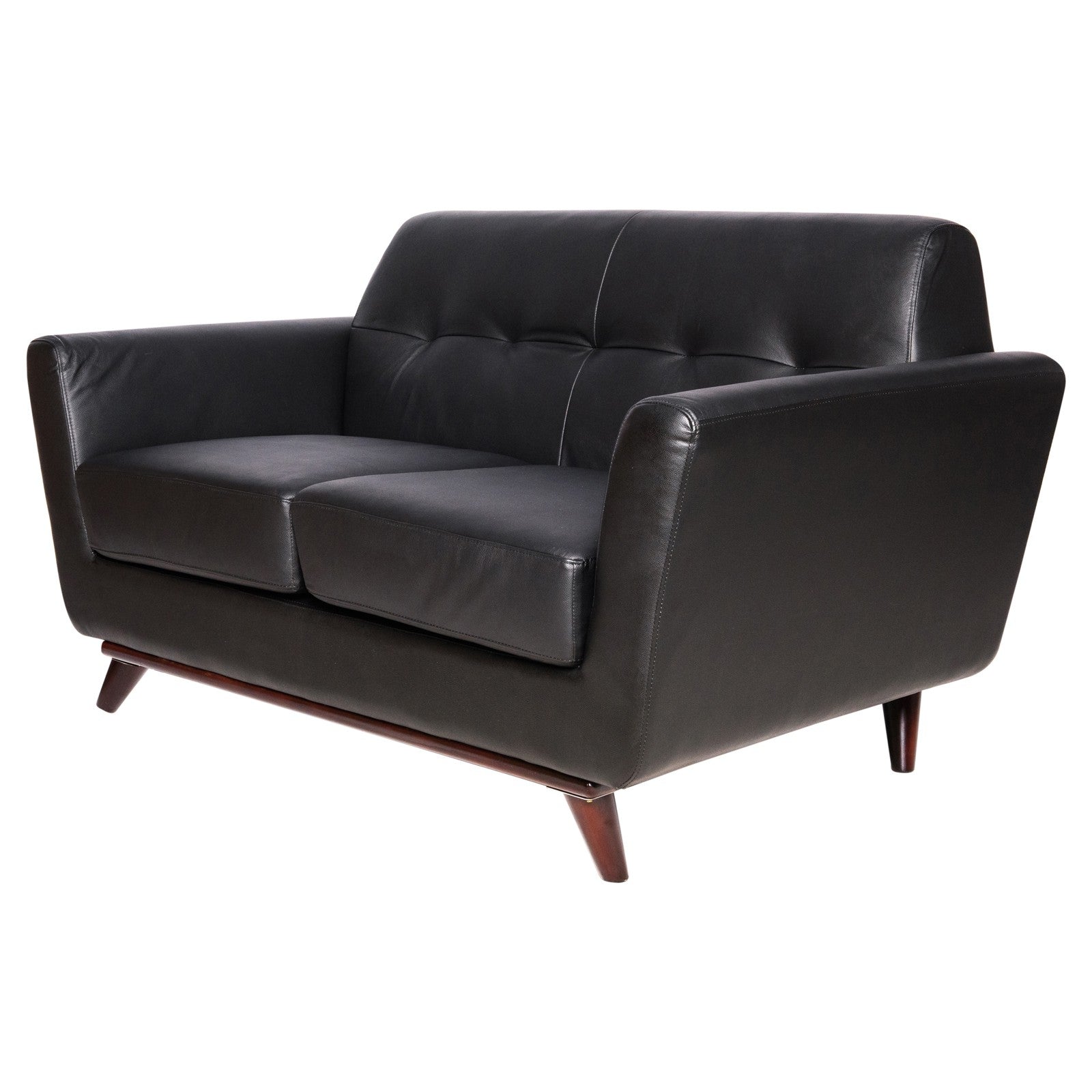 Luca Black Leather Loveseat - living-essentials