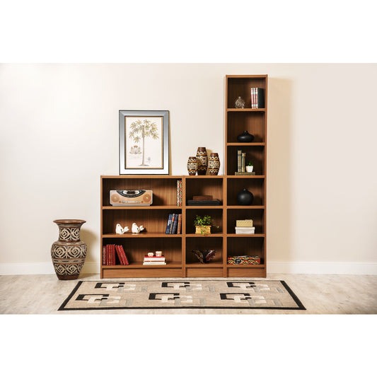 Greenwich 3 Piece Bookcase 12 Wide and Narrow Shelves with 1 Narrow Door - living-essentials