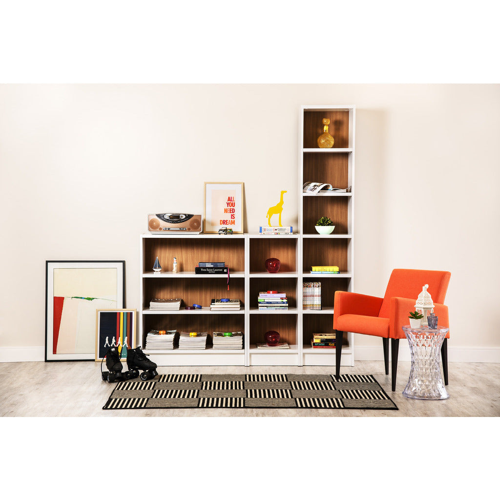 Greenwich 3 Piece Bookcase 12 Wide and Narrow Shelves with 1 Narrow Door - living-essentials