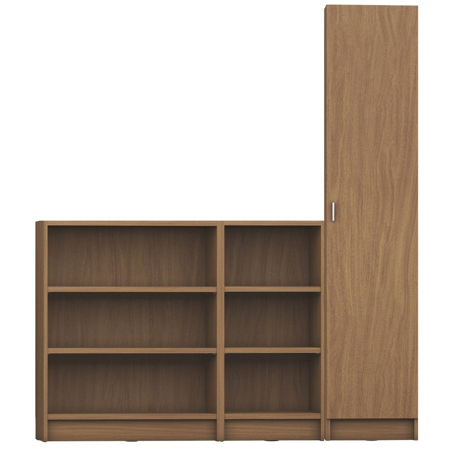 Greenwich 3 Piece Bookcase 12 Wide and Narrow Shelves with 1 Narrow Door - living-essentials