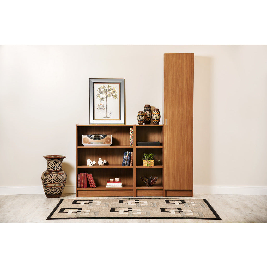 Greenwich 3 Piece Bookcase 12 Wide and Narrow Shelves with 1 Narrow Door - living-essentials