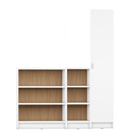 Greenwich 3 Piece Bookcase 12 Wide and Narrow Shelves with 1 Narrow Door - living-essentials