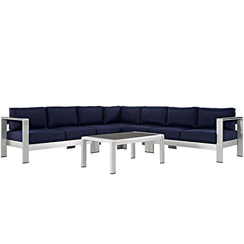 Seline 6 Piece Outdoor Patio Aluminum Sectional Sofa Set - living-essentials