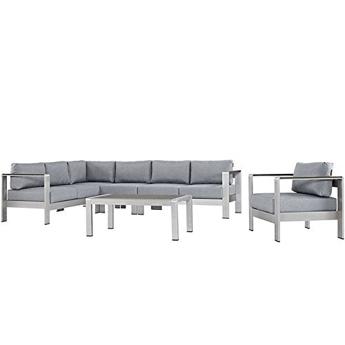 Symphony 6 Piece Outdoor Patio Aluminum Sectional Sofa - living-essentials